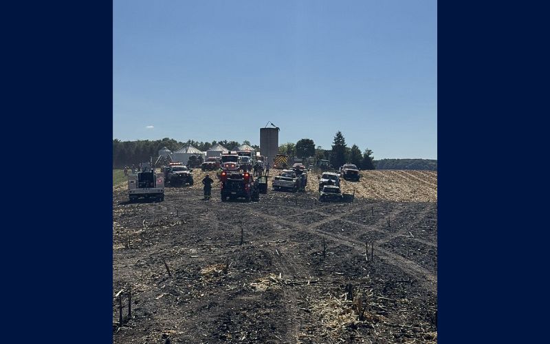 Vehicle fire spreads to cornfield, burns more than 15 acres near Mechanicsburg